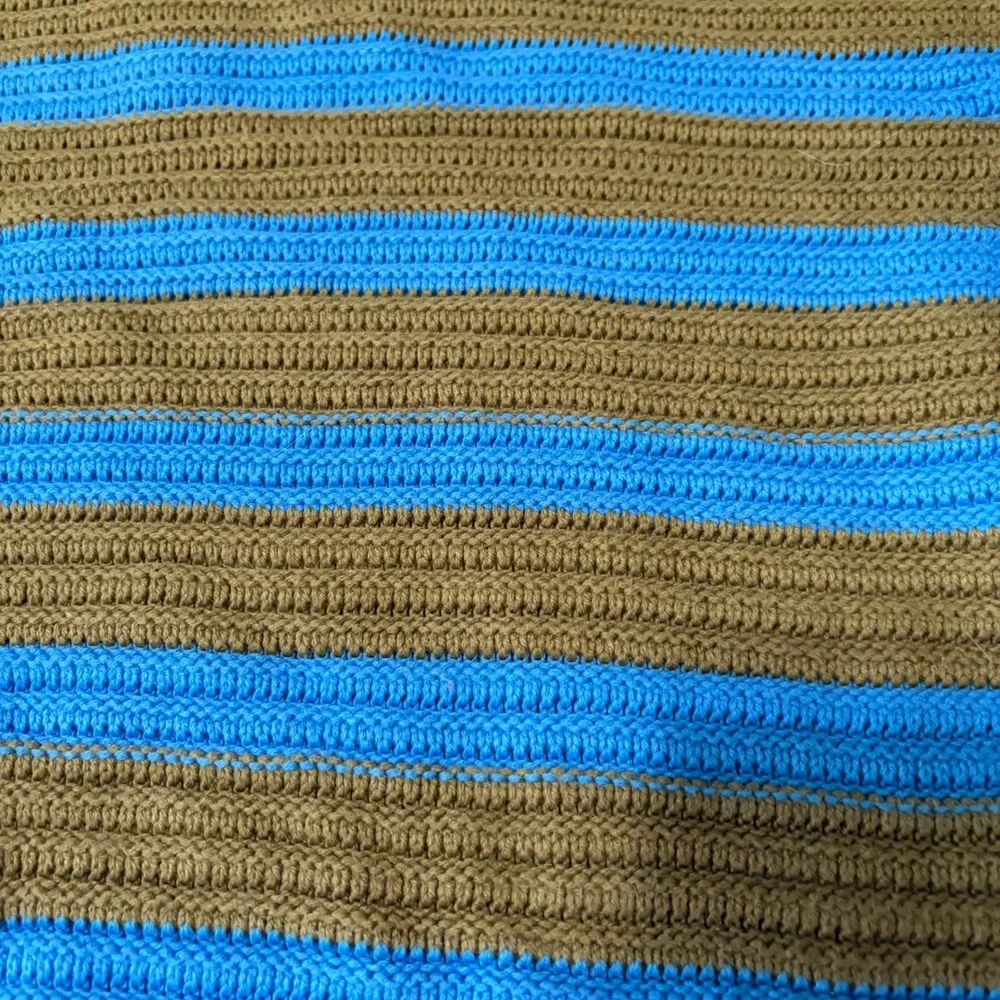 Free People Striped Knit Sweater Womens Size Medium Blue Olive Green